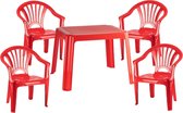 Set de jardin en plastique pour enfants avec 4 chaises rouge