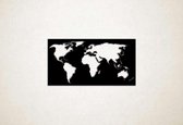 Wanddecoratie - Wereldkaart 5 - L - 57x105cm - Zwart - muurdecoratie - Line Art