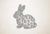 Line Art - Konijn 1 - S - 47x45cm - EssenhoutWit - geometrische wanddecoratie