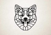 Line Art - Hond - Shiba Inu - XS - 29x25cm - Zwart - geometrische wanddecoratie