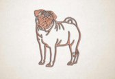 Wanddecoratie - Pug - hond - S - 55x45cm - Multiplex - muurdecoratie - Line Art