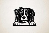 Wanddecoratie - Hond - Australische herder 2 - L - 75x92cm - Zwart - muurdecoratie - Line Art
