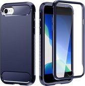 Voor iPhone SE 2020/8/7 schokbestendig TPU-frame + effen kleur pc-achterkant + voorkant PET-schermfolie (koningsblauw)