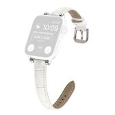 Bamboe Joint met Kralen Lederen Vervangende Band Horlogeband Voor Apple Watch Series 6 & SE & 5 & 4 44mm/3 & 2 & 1 42mm (Wit)