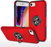 PC + TPU schokbestendige magnetische beschermhoes met onzichtbare ringhouder voor iPhone SE 2020/8/7 (rood)
