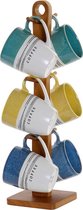 Mok DKD Home Decor Multicolour Rubberwood Keramiek (160 ml) (7 pcs)