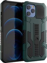 Vanguard Warrior All Inclusive tweekleurige schokbestendige TPU + pc-beschermhoes met houder voor iPhone 13 Pro (donkergroen)