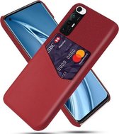 Voor Xiaomi Mi 10S Doek Textuur PC + PU lederen achterkant Schokbestendig hoesje met kaartsleuf (rood)