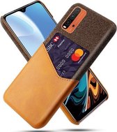 Voor Xiaomi Redmi 9 Power Doek Textuur PC + PU lederen achterkant Schokbestendig hoesje met kaartsleuf (oranje)