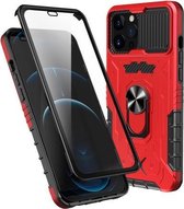 All-inclusive pc TPU gehard glasfilm integraal schokbestendig hoesje voor iPhone 13 Pro Max (rood)