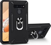 Voor LG K41S PC + TPU-beschermhoes met 360 graden draaibare ringhouder (zwart)