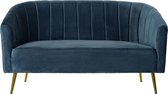 Sofa DKD Home Decor Blauw Polyester Metaal Modern Gouden (140 x 77 x 81 cm)