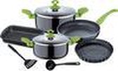 9PCS COOKWARE ALUMINIUM PRESSING GREEN ARGENT