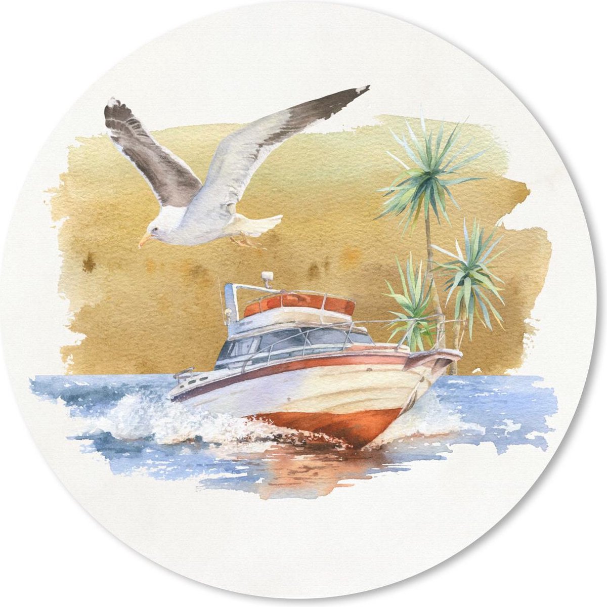 Muismat rond 20x20 cm - Mousepad Boot - Vogel - Waterverf - Ronde muismatten