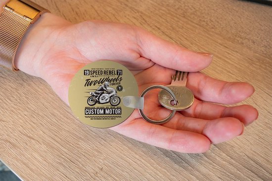 Sleutelhanger - Motor - Motorhelm - Man - Vintage - Plastic - Rond - Uitdeelcadeautjes - Mannen cadeautjes goedkoop