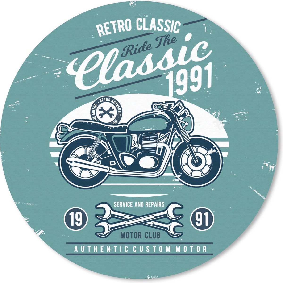 Muismat rond 30x30 cm - Mousepad Motor - Gereedschap - Retro - Ronde muismatten