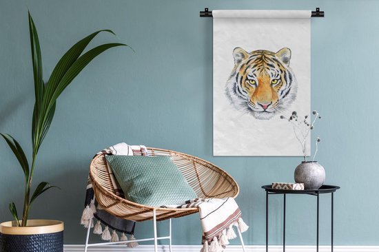 Tapisserie - Toile murale - Tigre - Yeux - Tête - 60x90 cm - Tapisserie