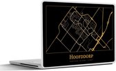 Laptop sticker - 10.1 inch - Kaart - Hoofddorp - Goud - Zwart - 25x18cm - Laptopstickers - Laptop skin - Cover
