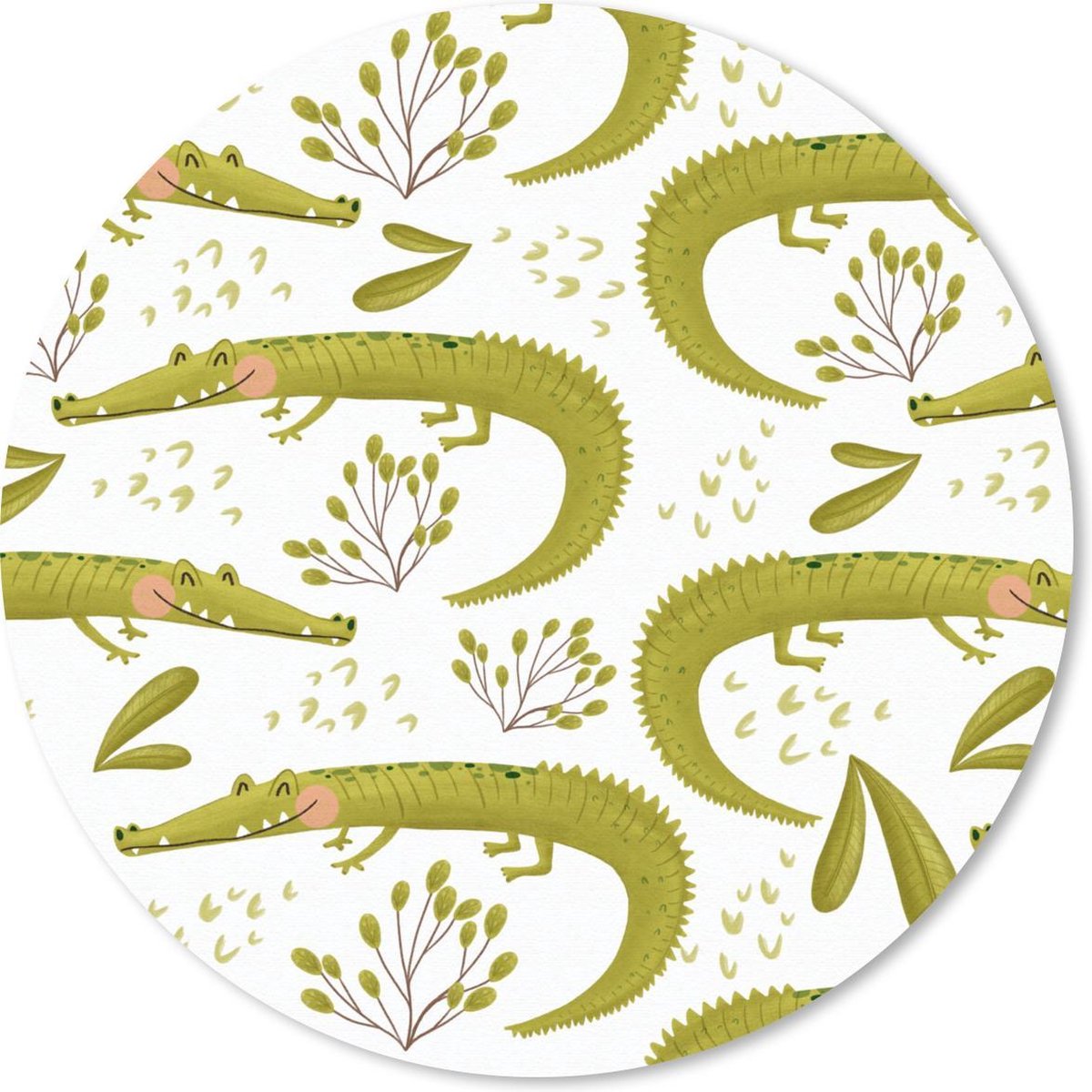 Muismat rond 20x20 cm - Mousepad Jungle - Krokodil - Groen - Ronde muismatten