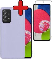 Hoesje Geschikt voor Samsung A52s Hoesje Siliconen Case Hoes Met Screenprotector - Hoes Geschikt voor Samsung Galaxy A52s 5G Hoes Cover Case - Lila