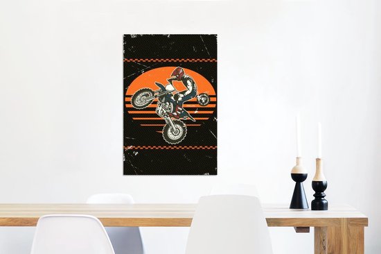 Décoration murale Métal - Peinture Aluminium - Vintage - Moto - Motifs - 40x60 cm - Dibond