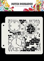 Sjabloon - Hobbysjabloon - Mask Art Sjabloon - Grunge Clock - 15x16cm - Dutch Doobadoo