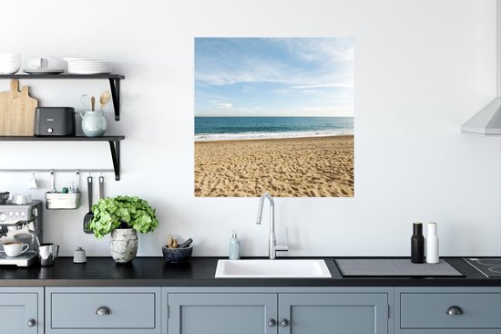 Poster Empreintes de pas dans le sable sur une plage tropicale 75x75 cm - Tirage photo sur Poster (décoration murale salon / chambre) / Poster Paysages / Mer et plage