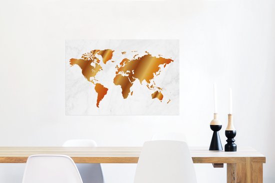 Une carte du monde avec un trop-plein d'or Poster 60x40 cm