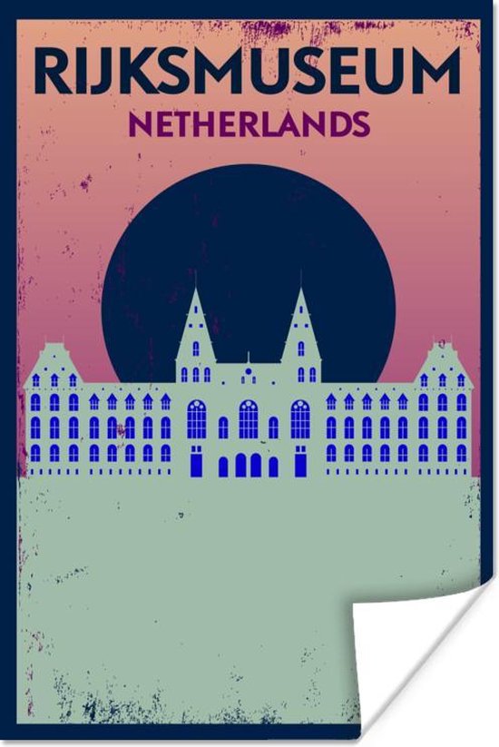 Poster Amsterdam - Rijksmuseum - Vintage - Quotes - Rijksmuseum Netherlands - 120x180 cm XXL