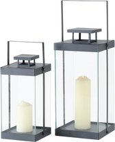 Dulaire Lantaarn Modern Zwart Metaal/Glas 2 st. - 46 cm