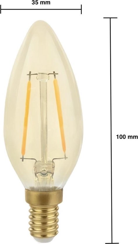 Tsong - LED Filament lamp dimbaar - E14 C35 - 5W vervangt 40W - 2200K extra warm wit licht