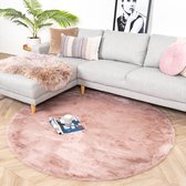 Rond Hoogpolig vloerkleed - Comfy Roze Ø 200cm