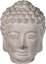 Clayre & Eef Decoratie Beeld Boeddha 13*14*17 cm Grijs Steen Decoratief Figuur Decoratieve Accessoires Woonaccessoires