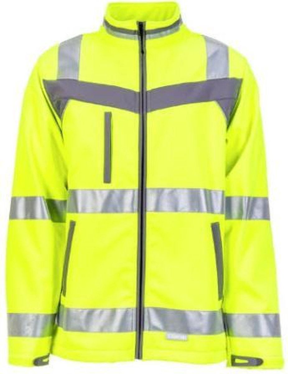 Planam Plaline H-vis softshell jack (5660) - Fluor geel | Grijs - 4XL