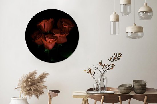 Cercle mural - Aluminium - Roses - Fleurs - Bouquet - ⌀ 90 cm