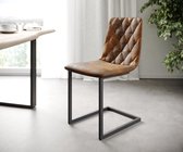 Set-van-4-gestoffeerde-stoel Trado-Adesso bruin vintage sledemodel