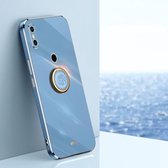 Voor Xiaomi Mi 8 XINLI Rechte 6D Plating Gold Edge TPU Schokbestendige Case met Ring Houder (Celestial Blue)