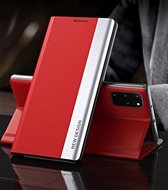 Voor Samsung Galaxy A52 5G/4G Side Electroplated Magnetische Ultradunne Horizontale Flip Leather Case met Houder (Rood)