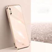 XINLI rechte 6D plating gouden rand TPU schokbestendig hoesje voor iPhone XS Max (roze)