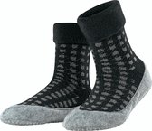 FALKE Cosy Houndstooth Dames Sokken - Zwart - Maat 39-40