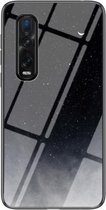 Voor OPPO Zoek X2 Pro Sterrenhemel Geschilderd Gehard Glas TPU Schokbestendige Beschermhoes (Star Crescent Moon)