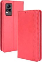 Voor Vivo V21e 4G/Y73 2021 Magnetische Gesp Retro Crazy Horse Textuur Horizontale Flip Lederen Case met Houder & Kaartsleuven & Fotolijst (Rood)