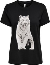 Only T-shirt Onltiger Life Reg S/s Top Box Jrs 15246982 Black/white Tiger Dames Maat - M