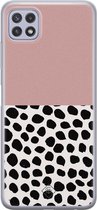 Samsung A22 5G hoesje siliconen - Stippen roze | Samsung Galaxy A22 5G case | Roze | TPU backcover transparant