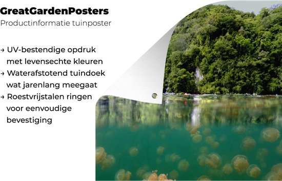 Tuinposter 120x160 cm - Tuindecoratie Kwal - Water - Groen - Poster voor in de tuin - Buiten decoratie - Schutting tuinschilderij - Tuindoek muurdecoratie - Wanddecoratie balkondoek