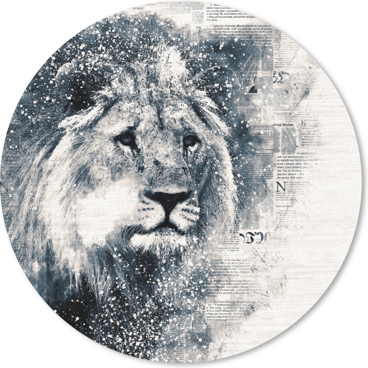 Muismat rond 20x20 cm - Mousepad Leeuw - Krant - Blauw - Ronde muismatten