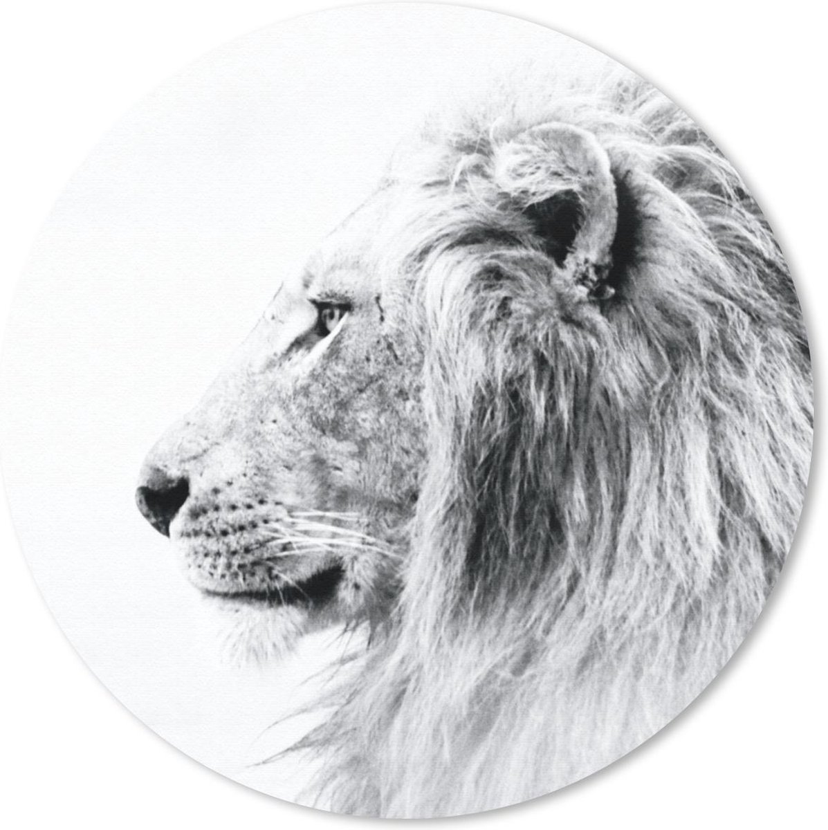Muismat rond 30x30 cm - Mousepad Leeuw - Zwart - Wit - Dieren - Ronde muismatten