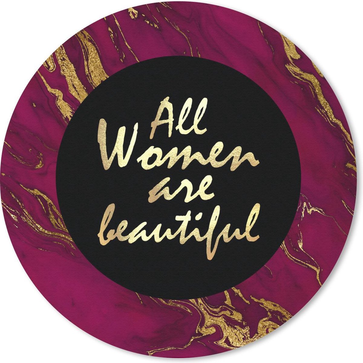 Muismat rond 20x20 cm - Mousepad Quote - Vrouw - Goud - Bordeaux - Ronde muismatten