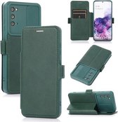 Push Window dubbele gesp PU + siliconen horizontale flip lederen tas met houder en kaartsleuf voor Samsung Galaxy S20 5G (groen)