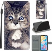 Spanningsgekleurde tekening Magnetische sluiting Horizontale flip PU-lederen hoes met houder en kaartsleuven voor iPhone 13 mini (C02 Fork Hand White Claw Cat)
